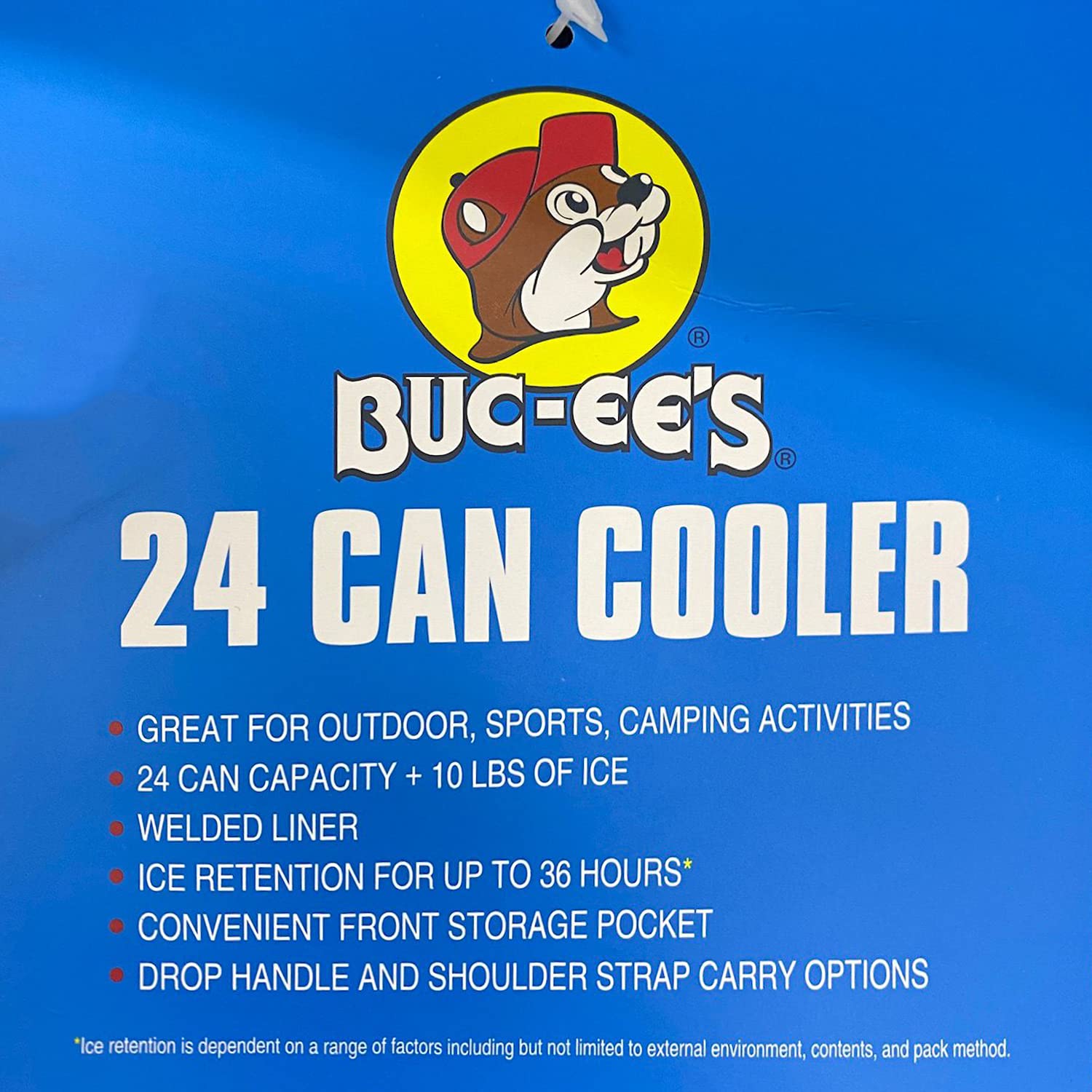 Buc-ee's travel cooler bag with detachable shoulder strap for versatile transport