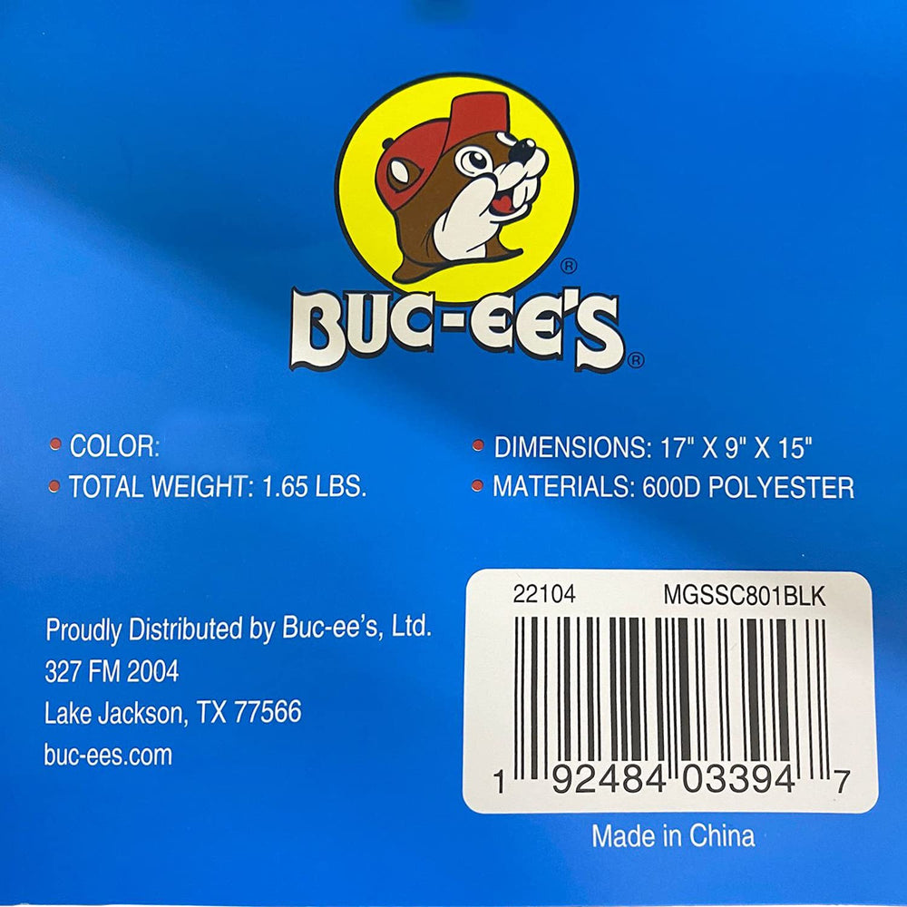 Buc-ee's travel cooler bag front pocket with bottle opener for easy access