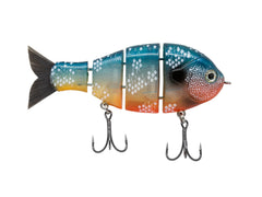 Bucca Brand Baby Bull Gill swimbait front view with lifelike scales for bass attraction