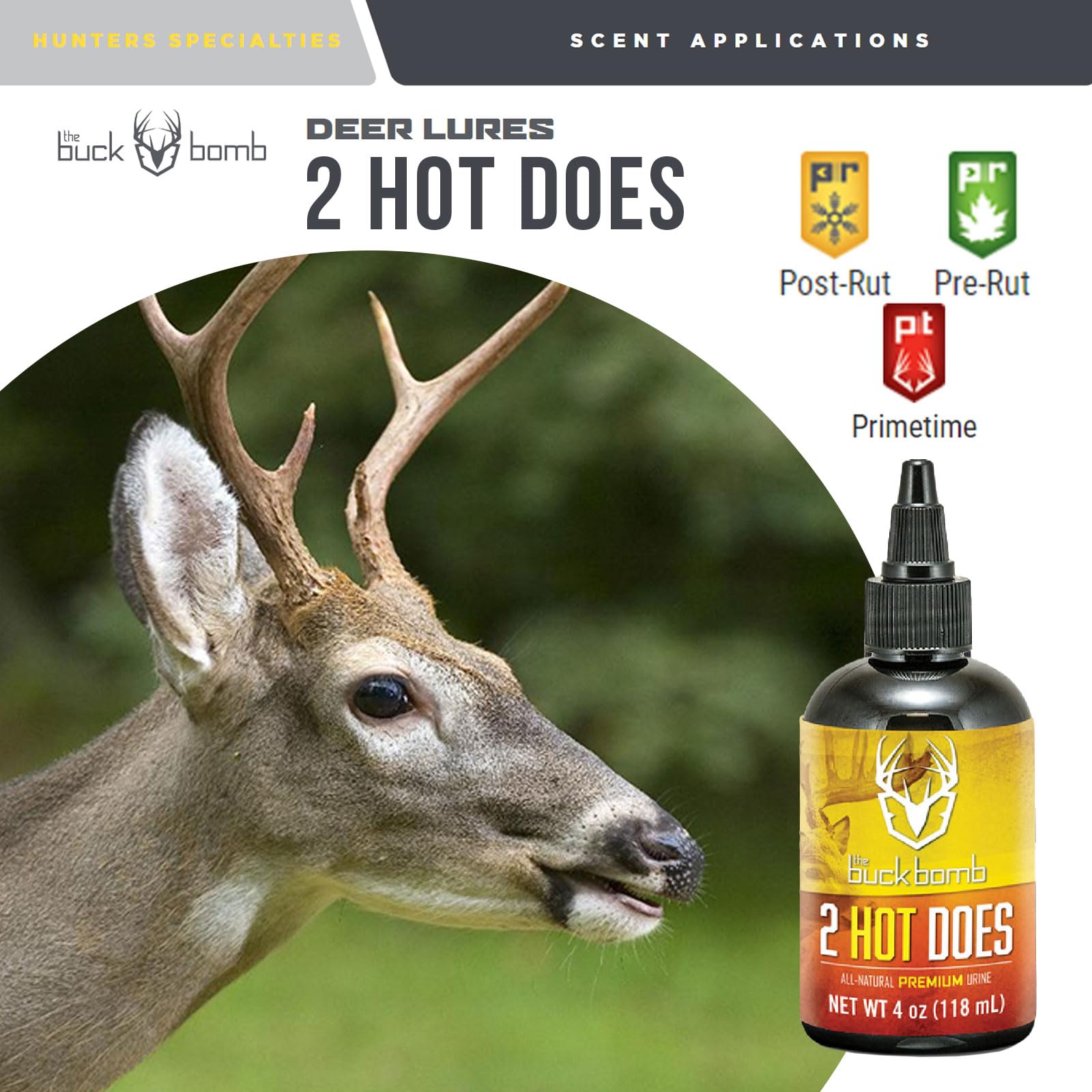 Buck Bomb 2 Hot Does scent wick compatible attractant with spike wicks