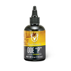 Buck Bomb Doe P Liquid Urine attractant bottle 4 oz with wick compatibility
