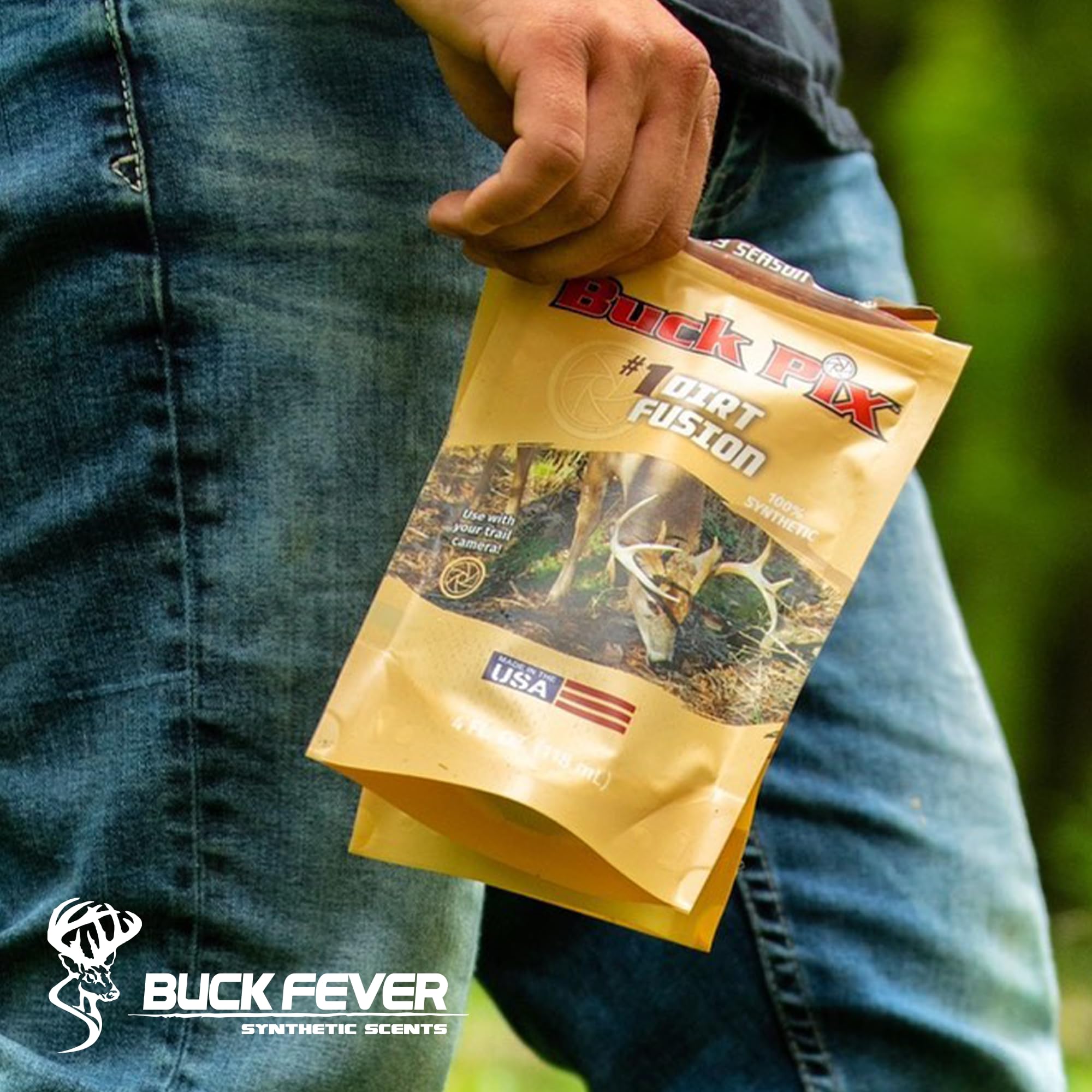 Buck Fever Synthetics Dirt Fusion scent stored safely for long-term shelf life