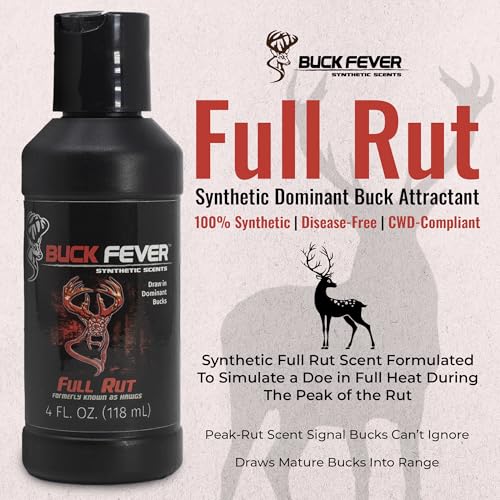 Buck Fever Full Rut Scent mock-scrape setup demonstrating dominant buck lure.