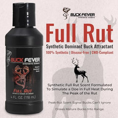 Buck Fever Full Rut Scent mock-scrape setup demonstrating dominant buck lure.