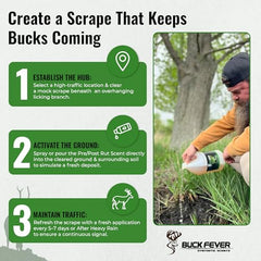 Buck Fever ground scrape setup showing scent application