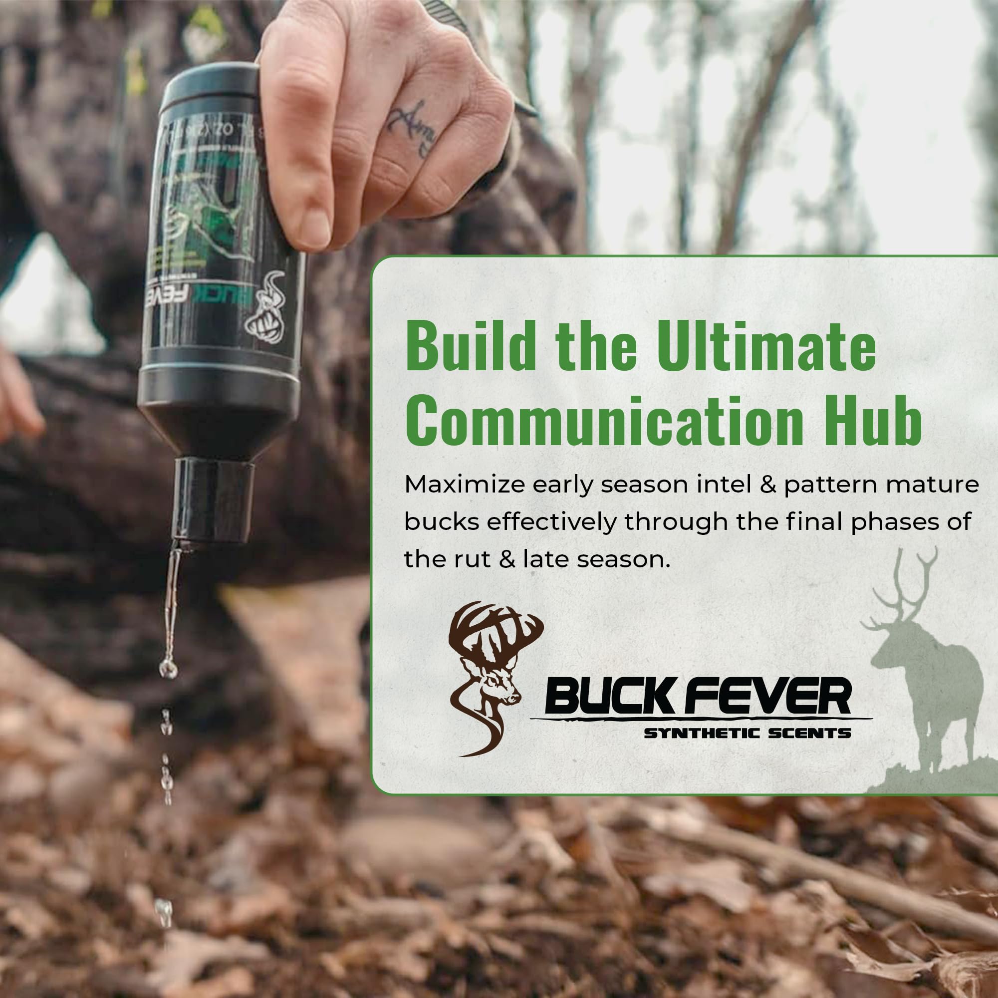 Buck Fever storage-friendly attractant shown with long shelf life.