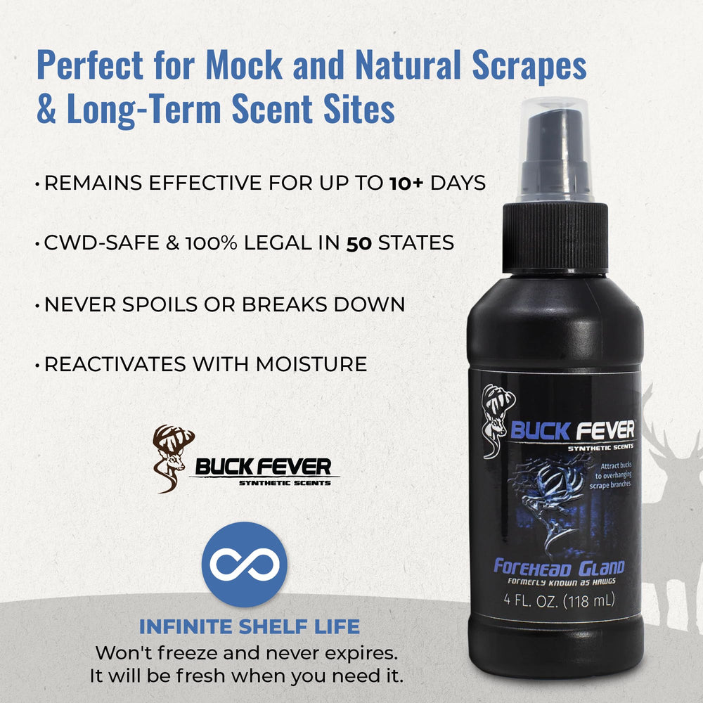 Buck Fever moisture reactivation keeps scent releasing after rain.