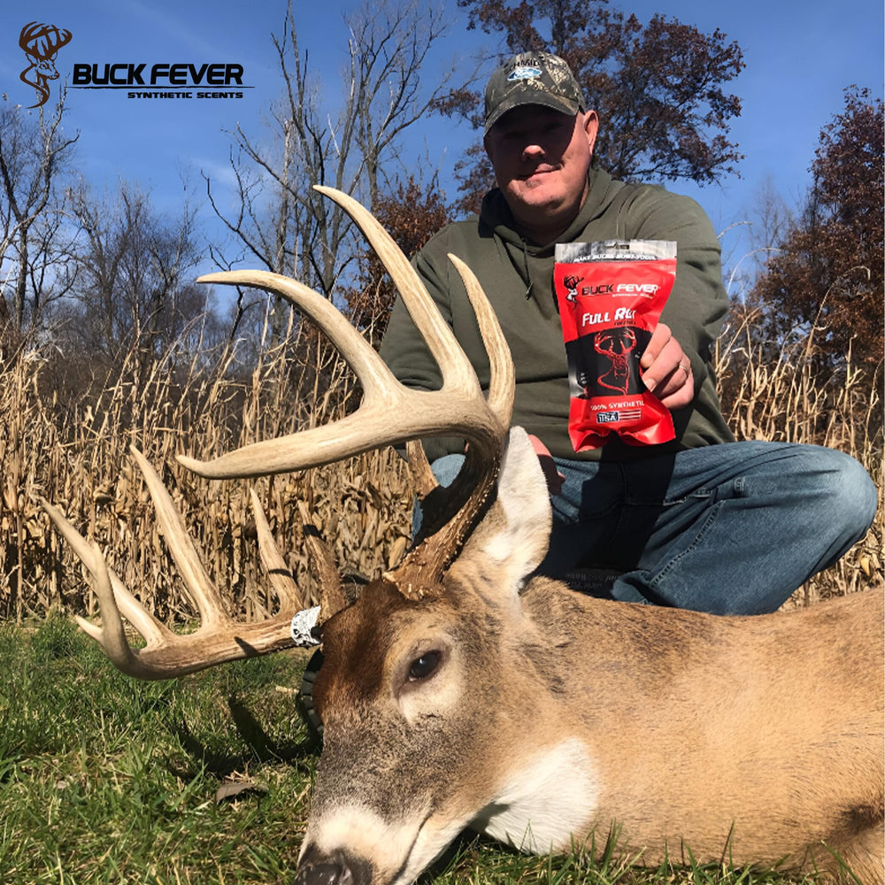 Buck Fever scent used with drift lines or drag lines along trails.