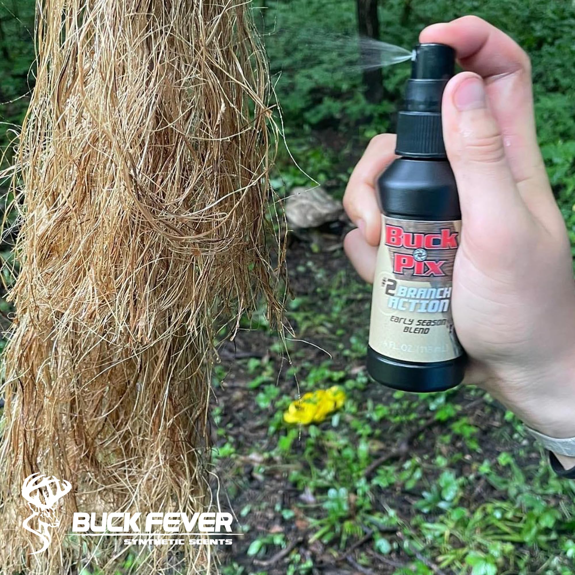 Buck Fever Synthetics Doe Buck Attractant Mock Scrape supports year-round use.
