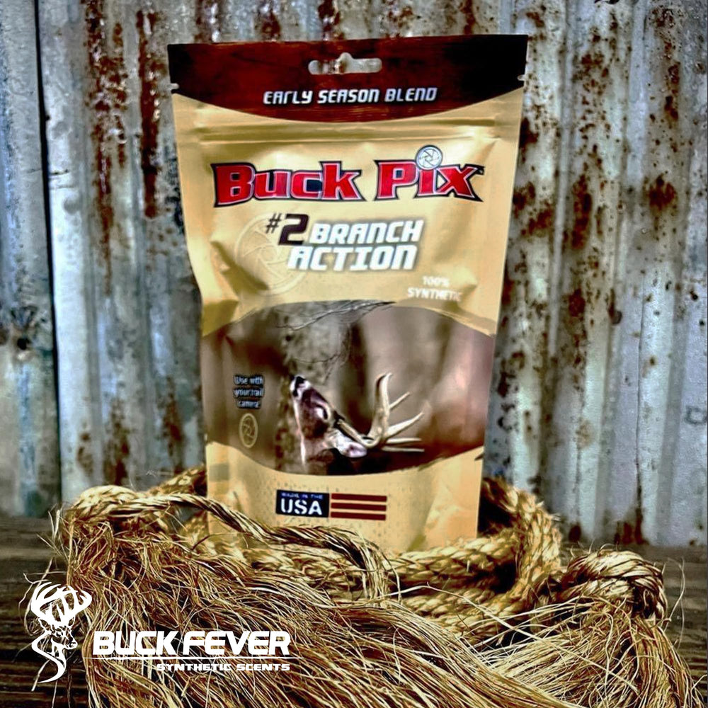 Buck Fever Synthetics Early Season Action scent spotlights mature bucks without alarming deer.