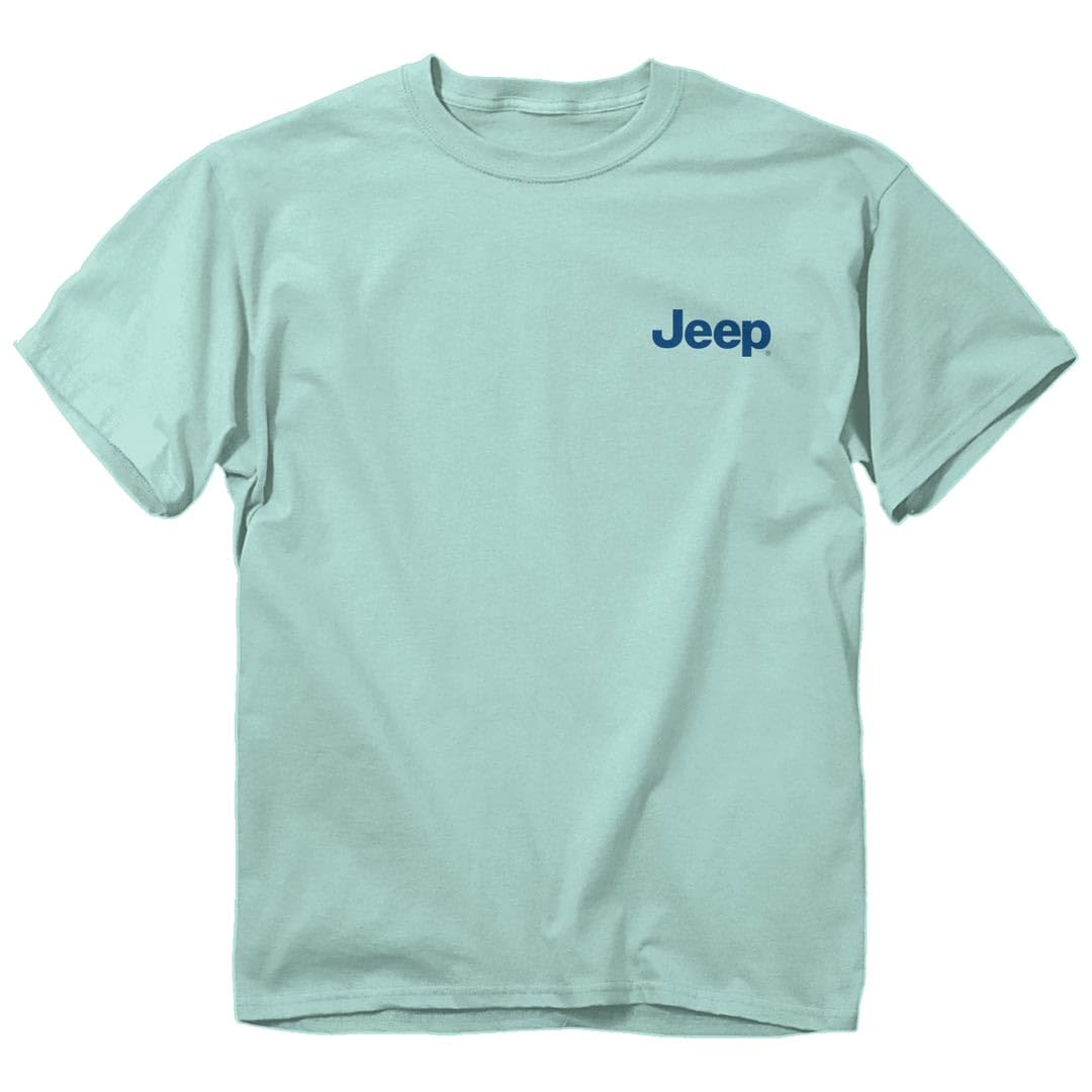 Buck Wear Jeep Cat Ride T-Shirt Island Reef back view highlights premium print durability.