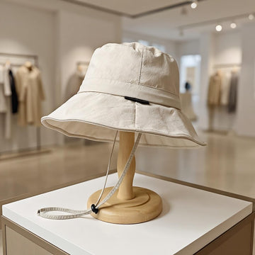 Elastic crown band and adjustable chin strap on hat