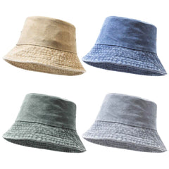 Four-pack washed cotton bucket hats in four colors