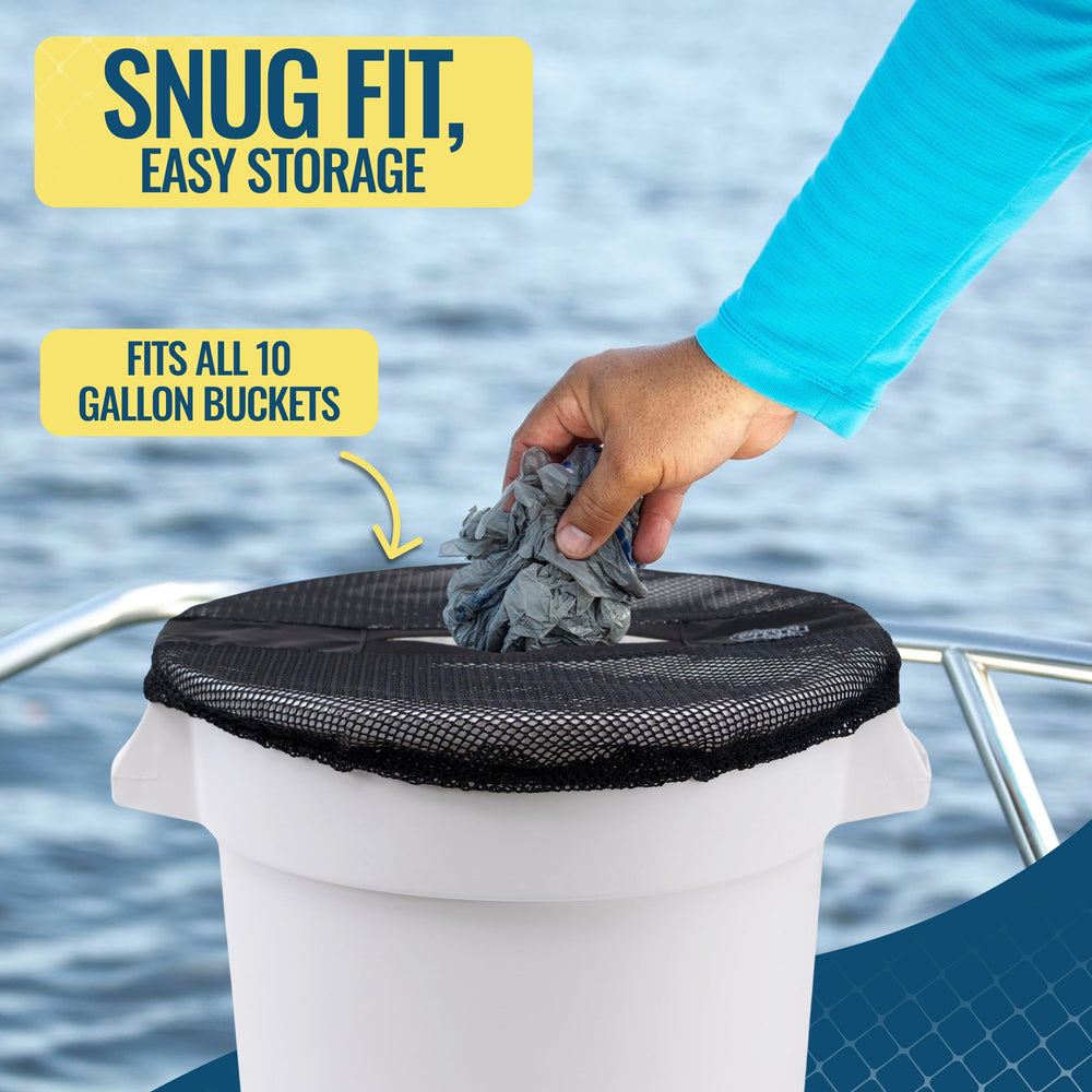 Bucket lid installed on a 10-gallon bucket for boating