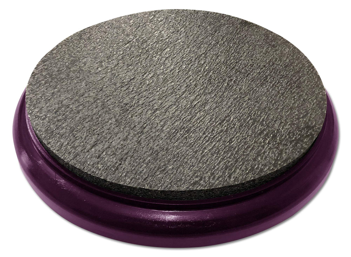 Bucket Lidz Padder seat lid with purple frame boosts outdoor seating comfort.
