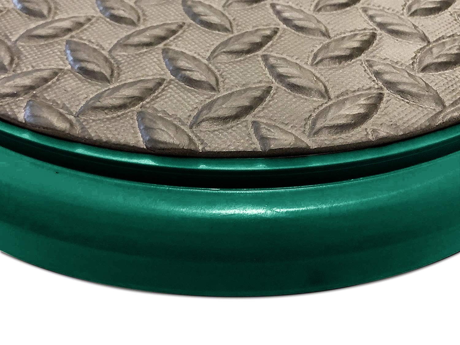 BUCKET PROS Green Frame padding closeup showing soft edge protection for safe stacking.