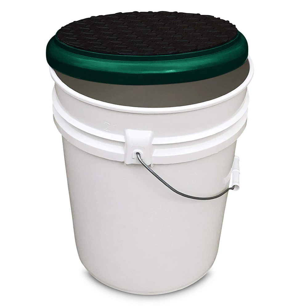 BUCKET PROS Green Frame bucket lid side view highlighting durable construction.