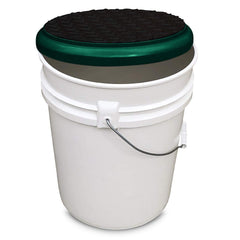 BUCKET PROS Green Frame bucket lid side view highlighting durable construction.