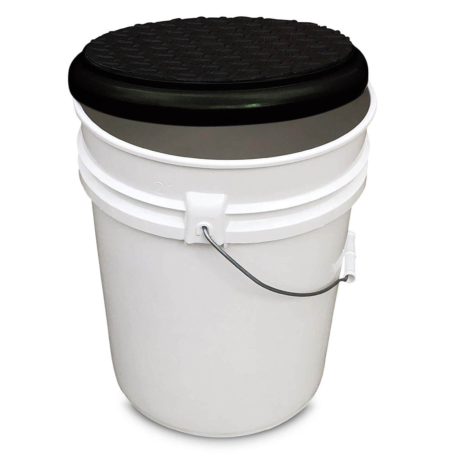 Bucket Pros lid fits 4-6 gallon buckets for versatile garage storage.