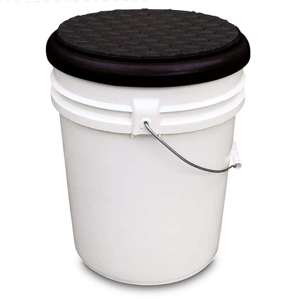 Bucket Pros padded lid doubles as a sturdy seat during projects.