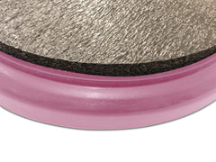 BUCKET PROS padded pink bucket-lid seat interior close-up emphasizes comfort.