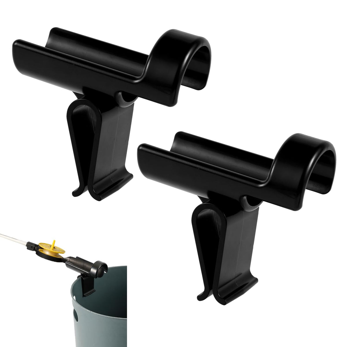 Two bucket fishing rod holders in black