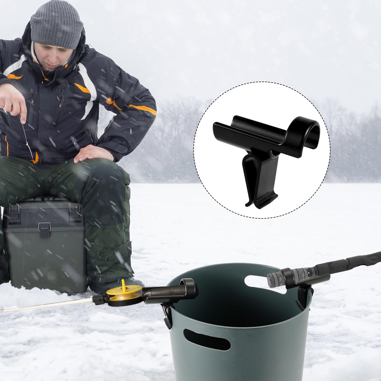 Lightweight, waterproof plastic bucket rod holders