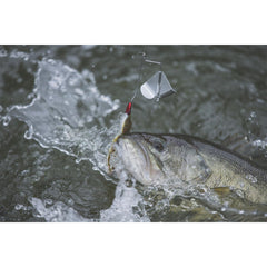 Blade and rivet detail on Buckeye Lures G-Buzz for precise performance.