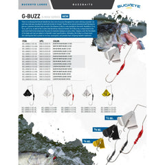 Buckeye Lures G-Buzz Bait white blade delivers bright surface action that attracts bites