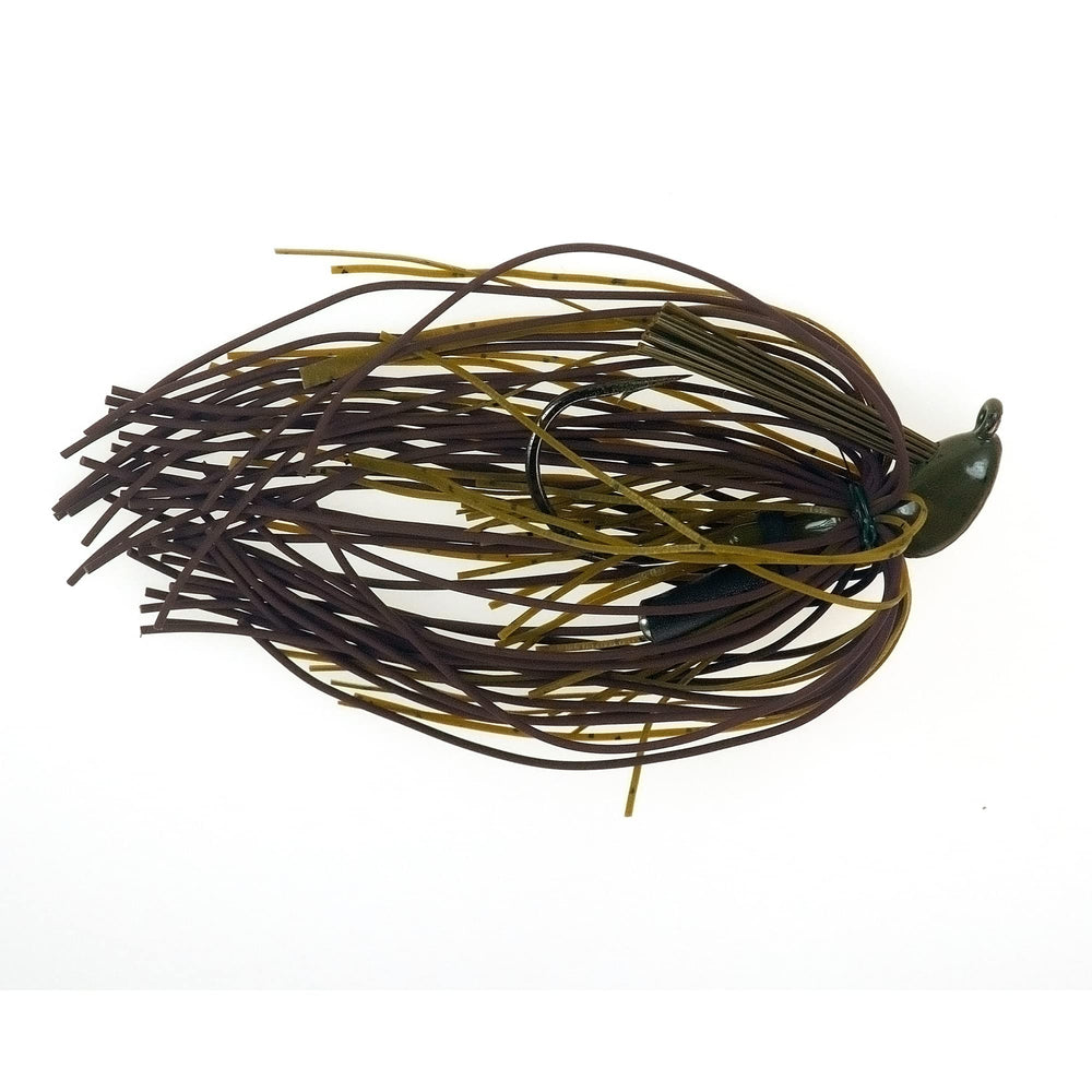 Buckeye Lures Mop Jig green head showcasing stable stand for bass fishing