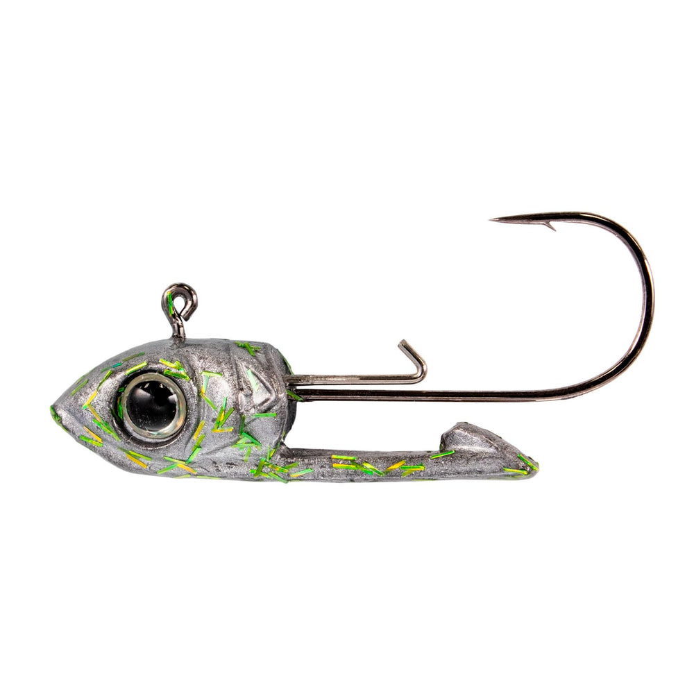 Buckeye Lures Scope Head demonstrates horizontal pinning for consistent bait orientation.