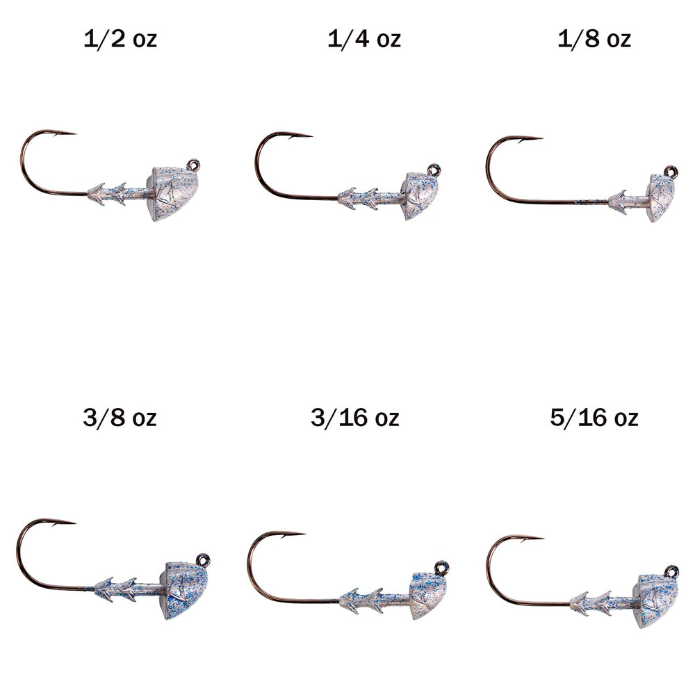 Buckeye Lures Shocker Swimbait Head highlights keeper design that grips soft plastics securely.