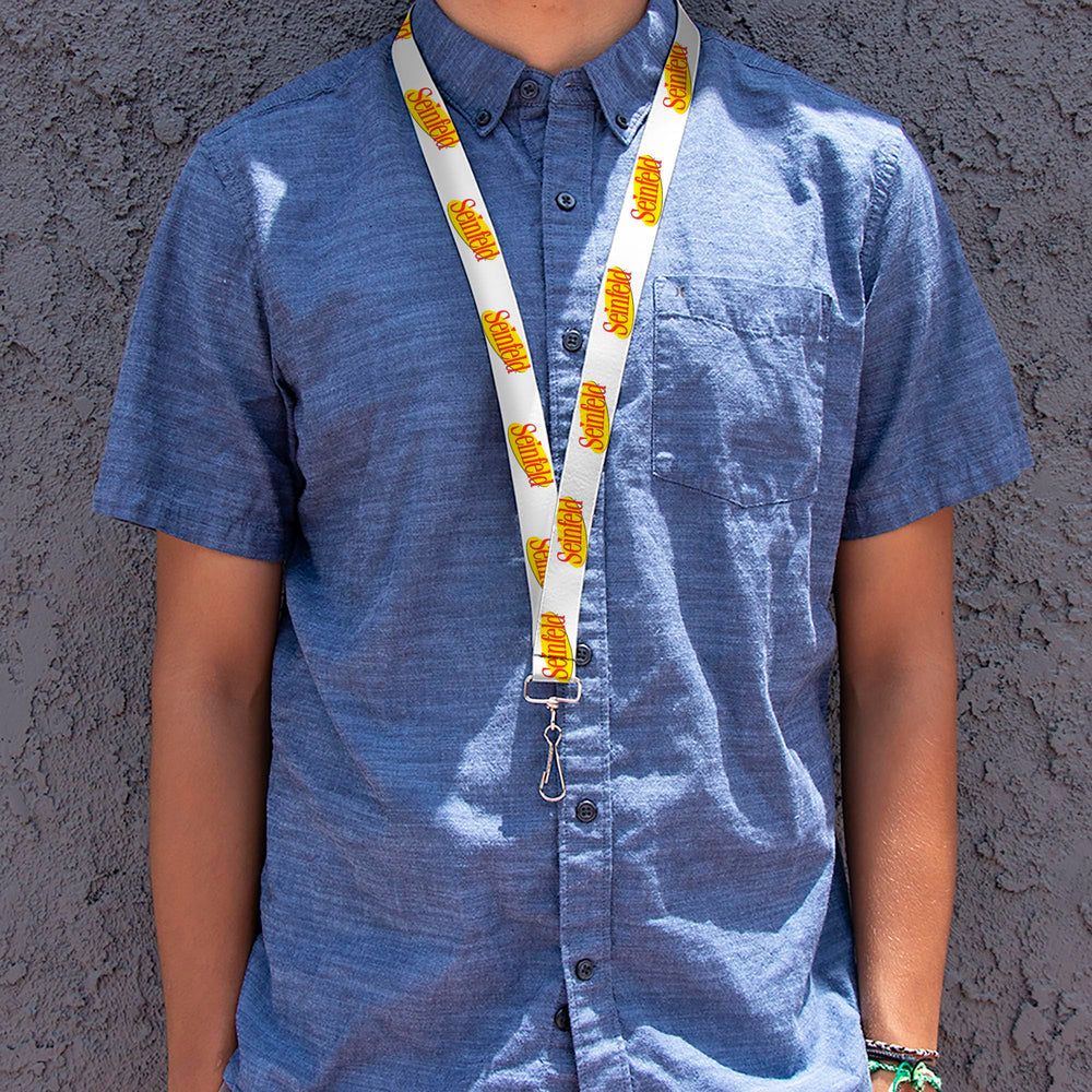 Buckle-Down Seinfeld lanyard elastic strap shown for all-day comfort.