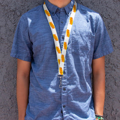 Buckle-Down Seinfeld lanyard elastic strap shown for all-day comfort.