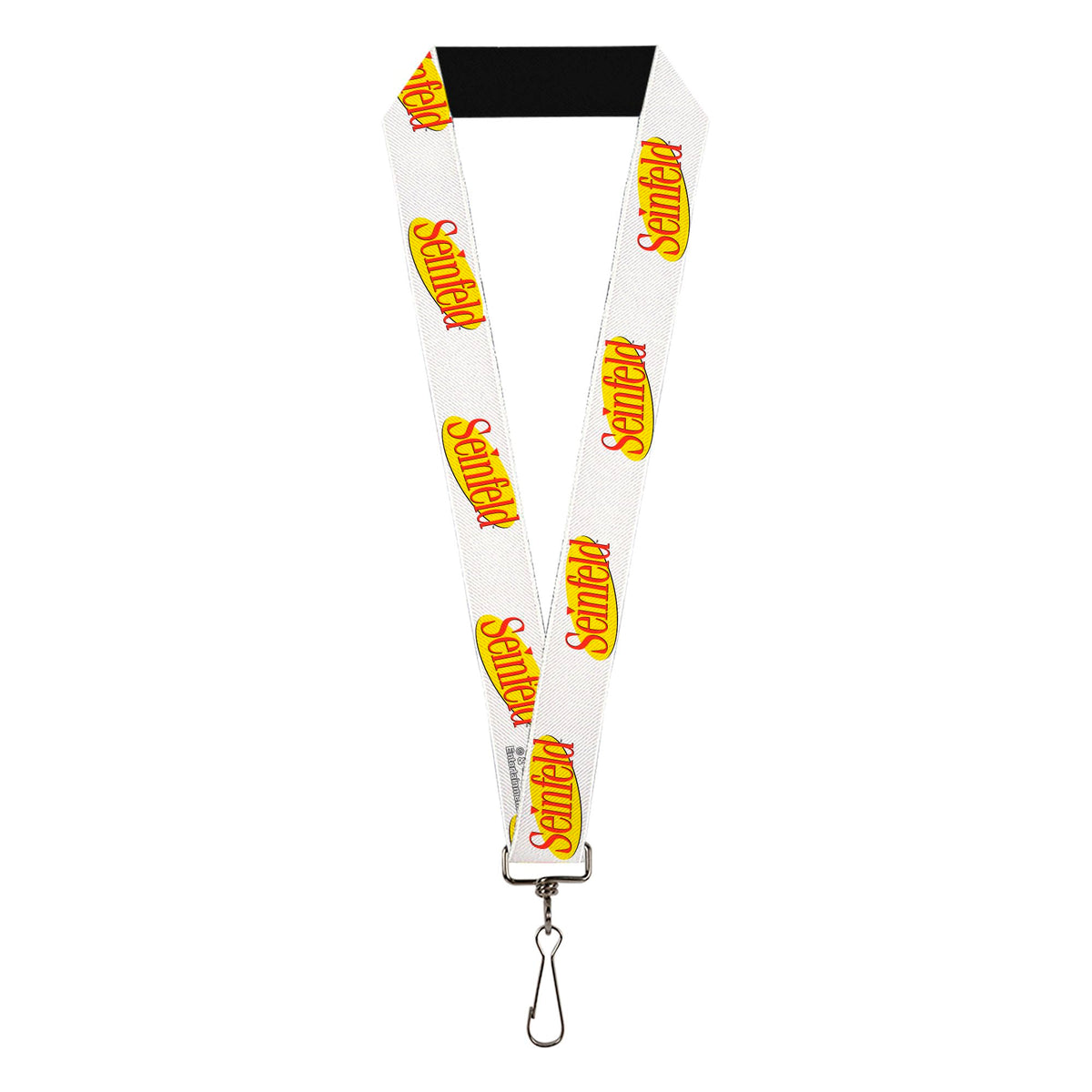 Buckle-Down Seinfeld lanyard logo white ideal for daily ID use.