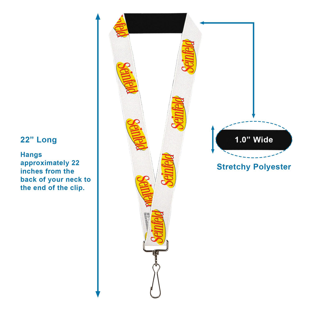 Buckle-Down Seinfeld lanyard metal swivel hook keeps keys secure and accessible.