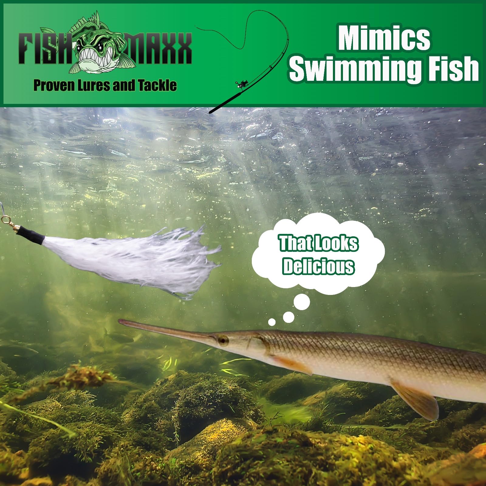 BuckMaxx Gar lure with split-shot setup ready for casting and fast results.
