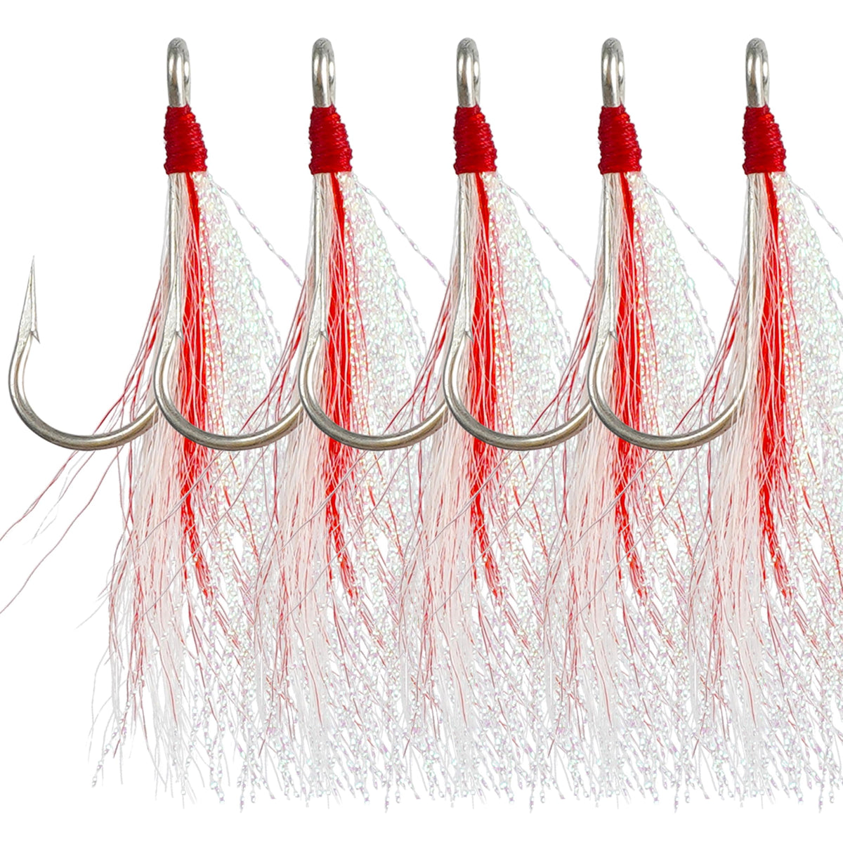 Bucktail Teaser Hook in white color with crystal tail
