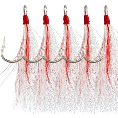 Bucktail Teaser Hook in white color with crystal tail