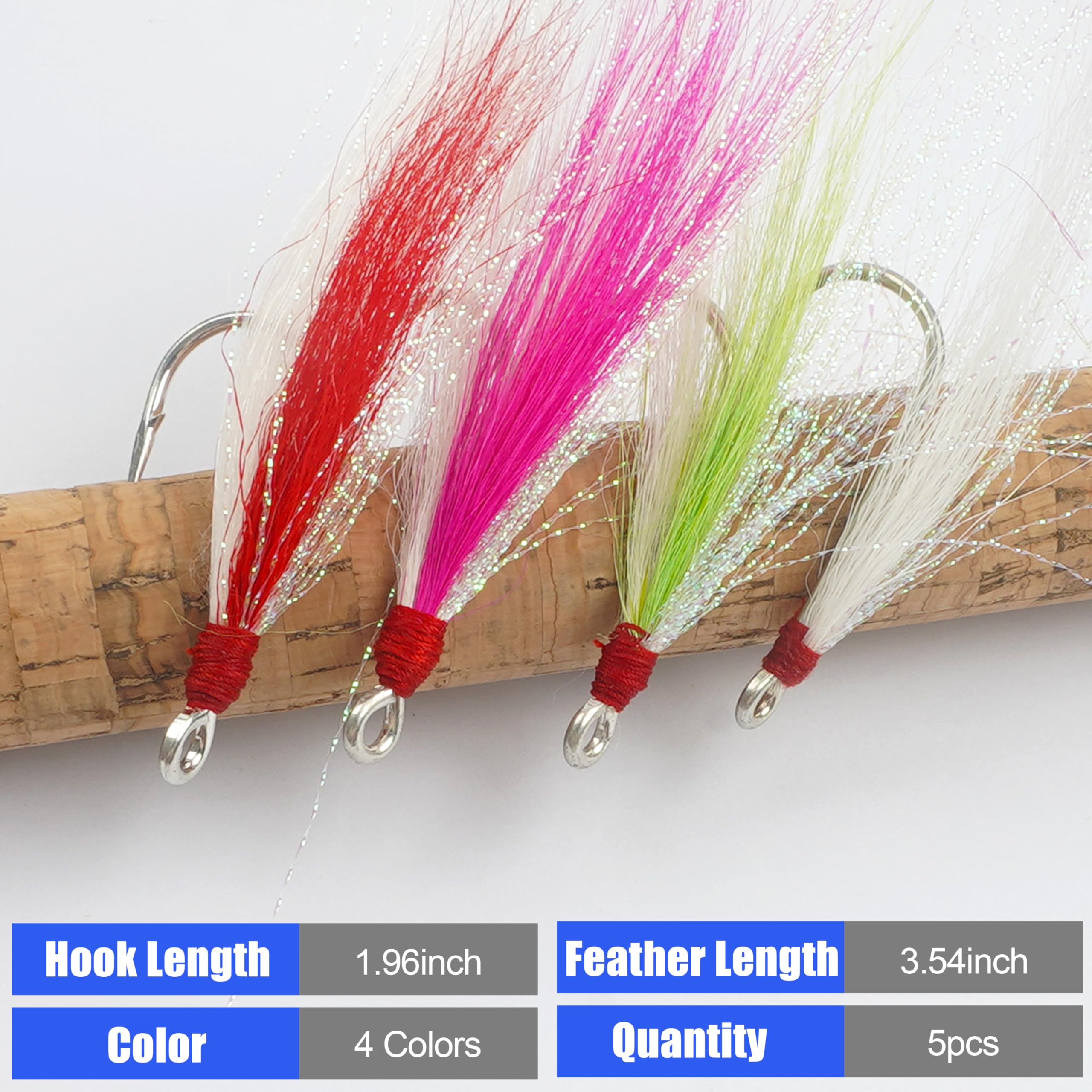 Bucktail Teaser Hook in bright green color for clear water