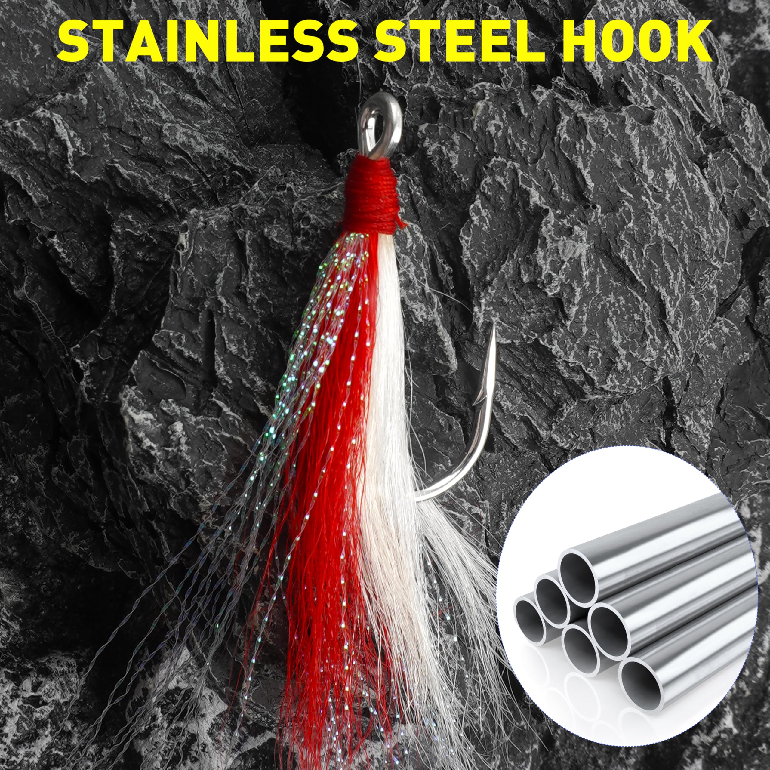 Red Bucktail Teaser Hook for high visibility in murky water