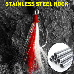 Red Bucktail Teaser Hook for high visibility in murky water