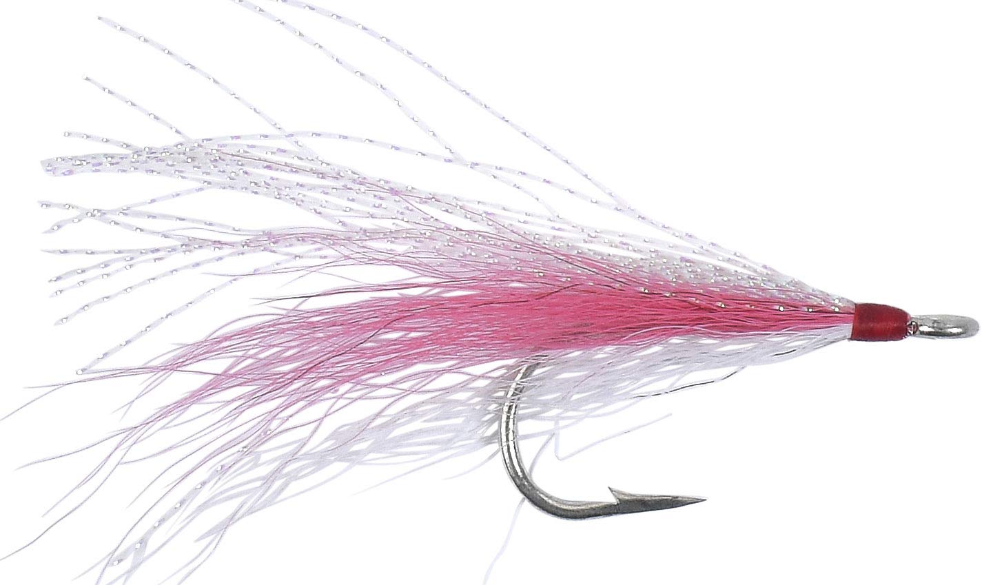 Close-up of 5/0 hook and bucktail hair on Bucktail Teaser