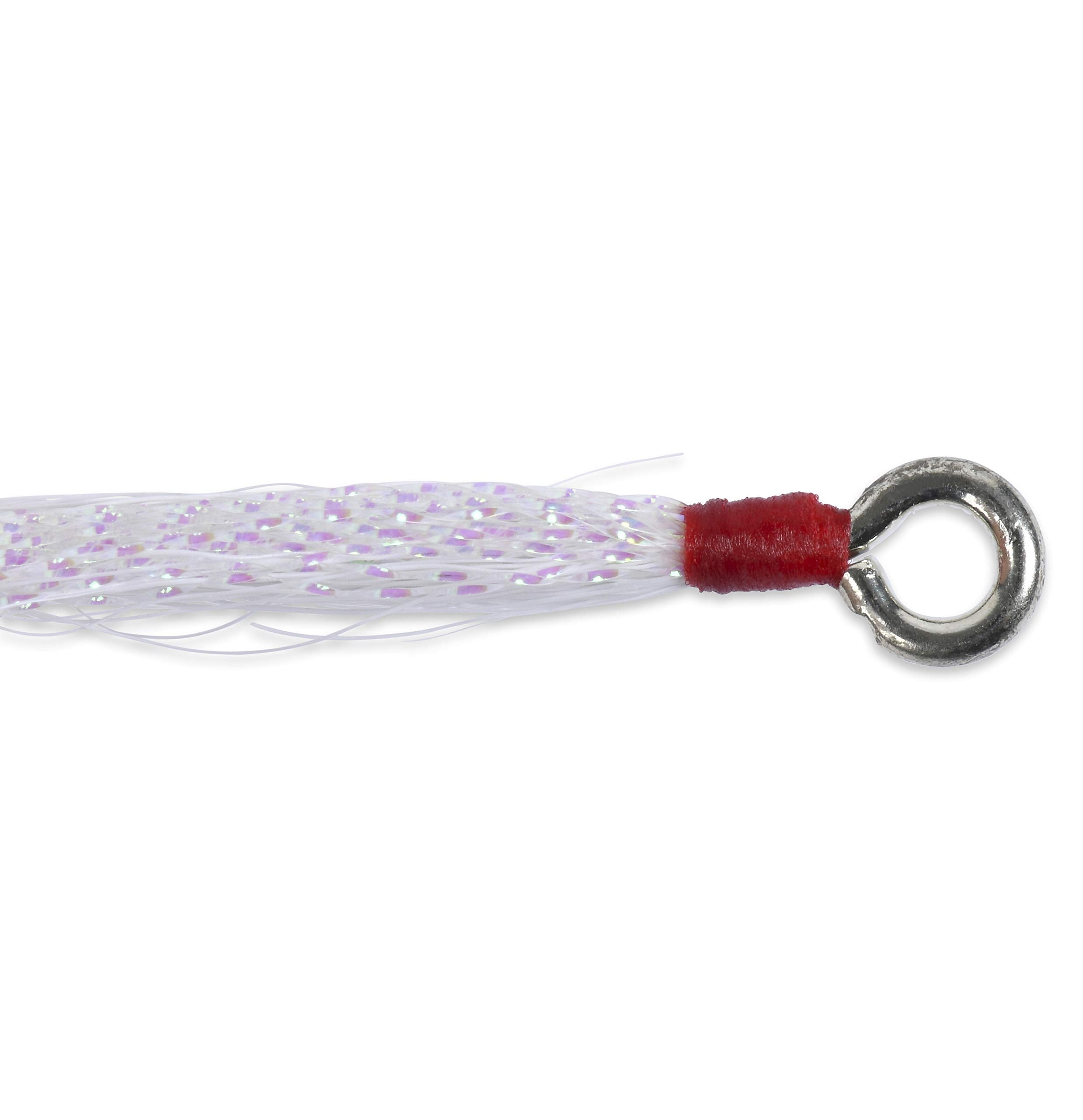 Bucktail Teaser lure approximately 4 inches long in White/Pink