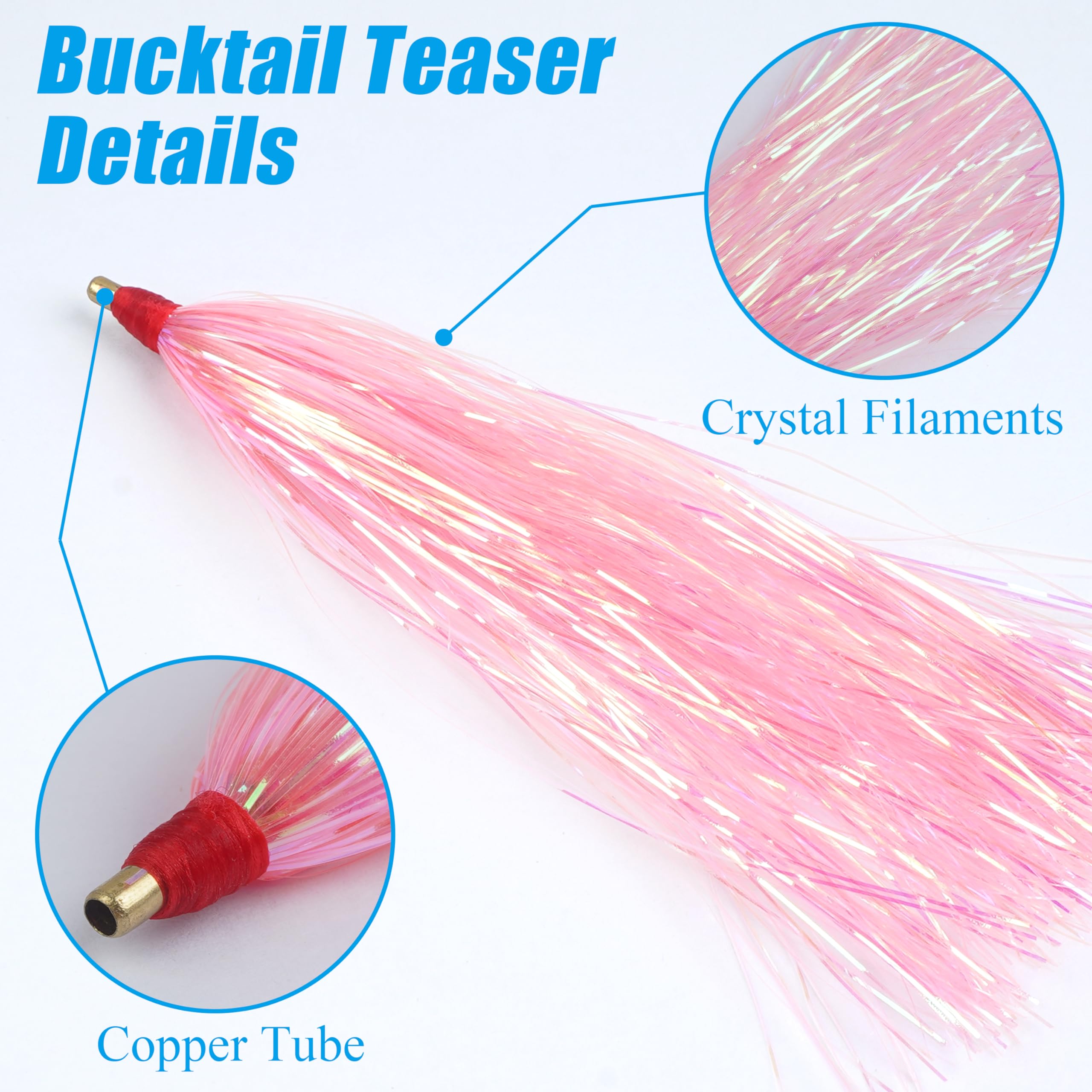 Bucktail teasers kit pink 4.52 inch lure detail