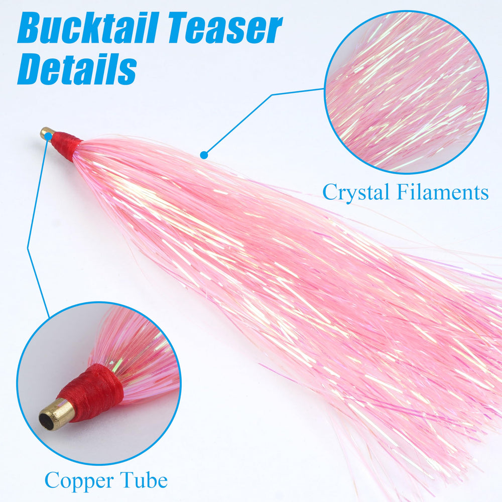 Bucktail teasers kit pink 4.52 inch lure detail