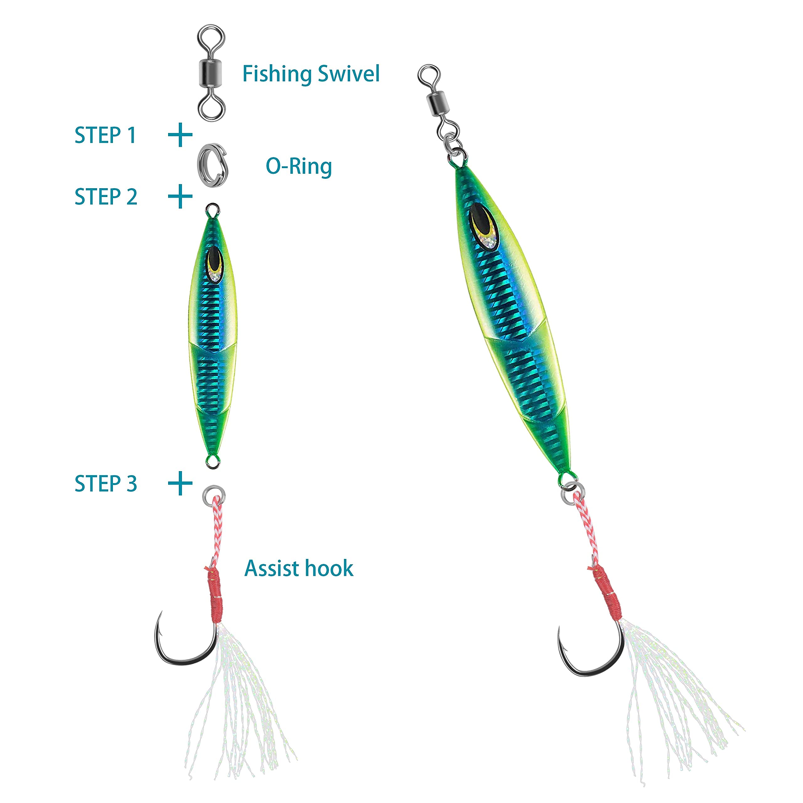 Bucktail trailer attached to jig head to attract big fish