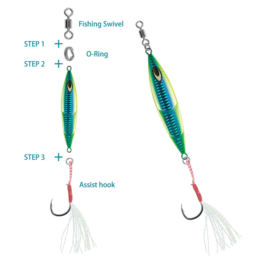 Bucktail trailer attached to jig head to attract big fish