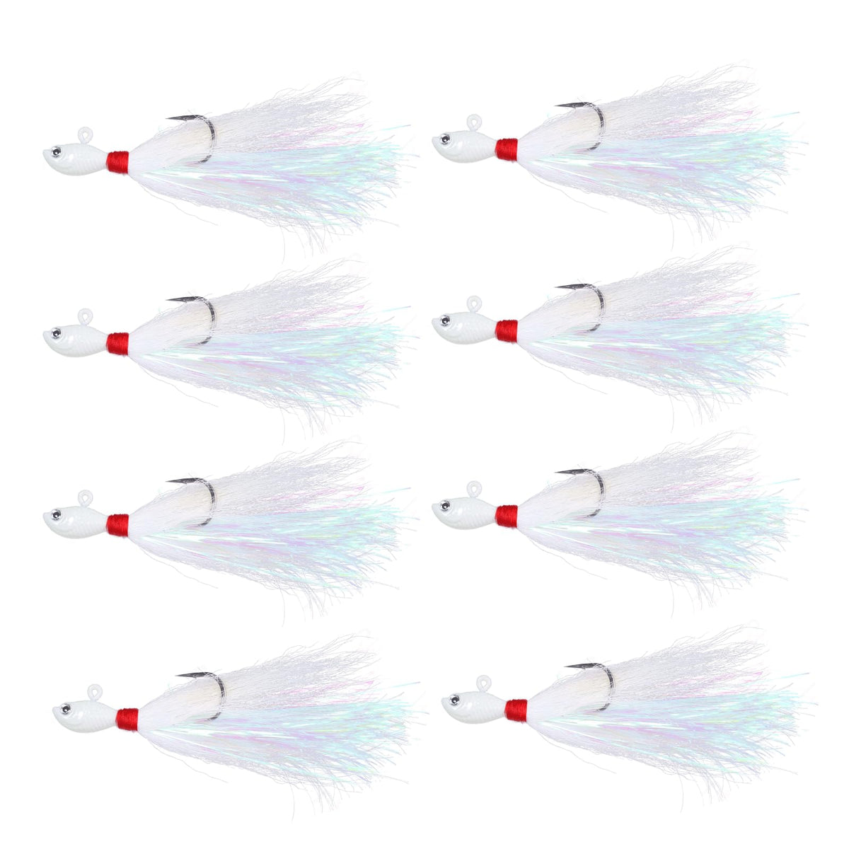 White Bucktail Jig 3/8oz front view