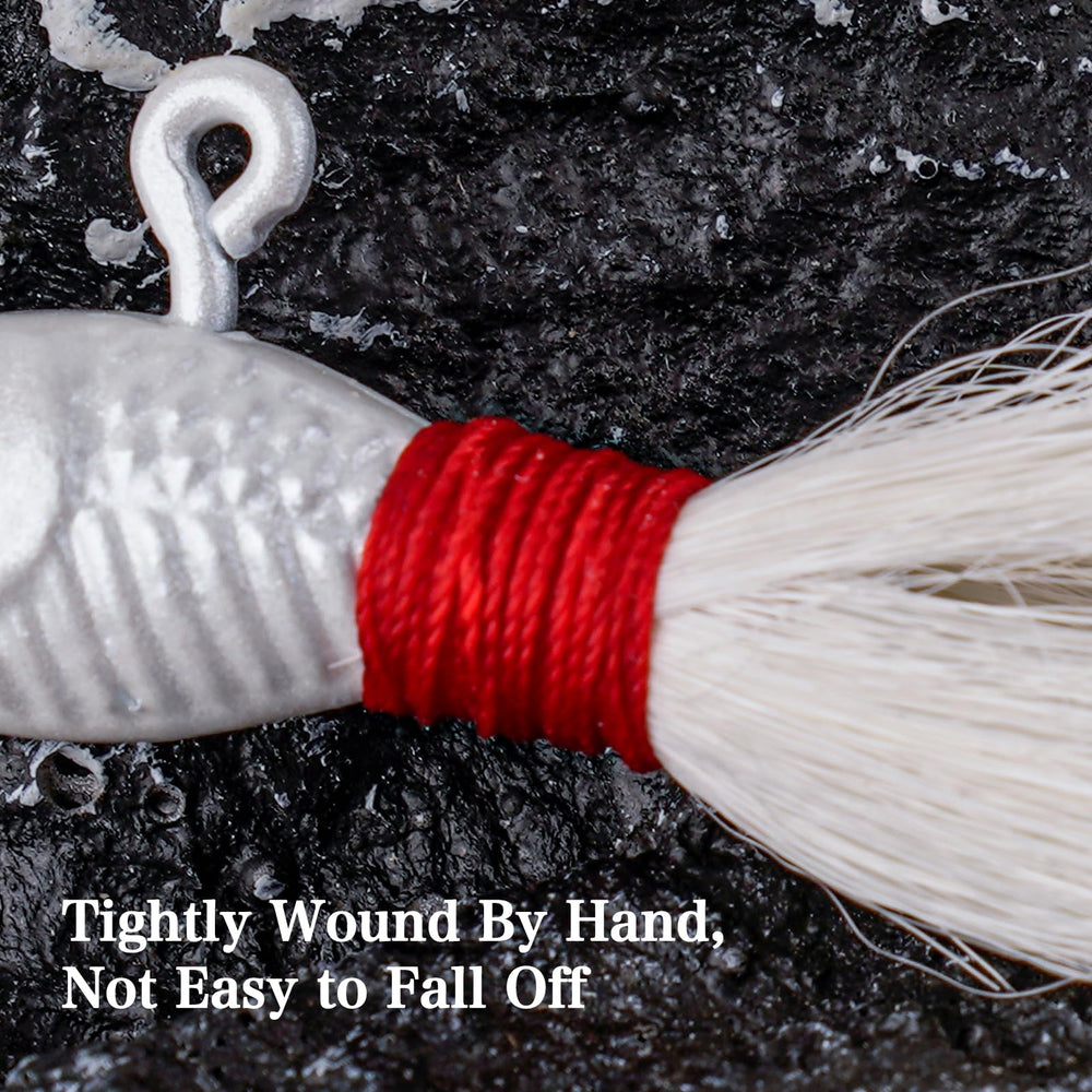Head-to-tail hand-wrapped connection on 3/8oz Bucktail Jig